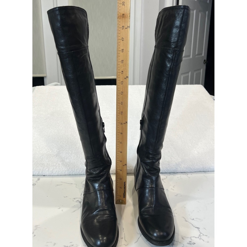Nine West Noriko Black Knee-High Leather Riding Boots Women 7 M , Gently worn ! - Picture 8 of 16